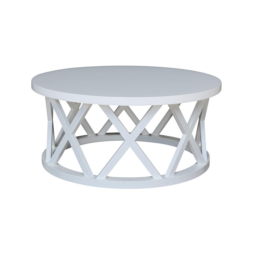 Round Ceylon Coffee Table, White. Picture 4