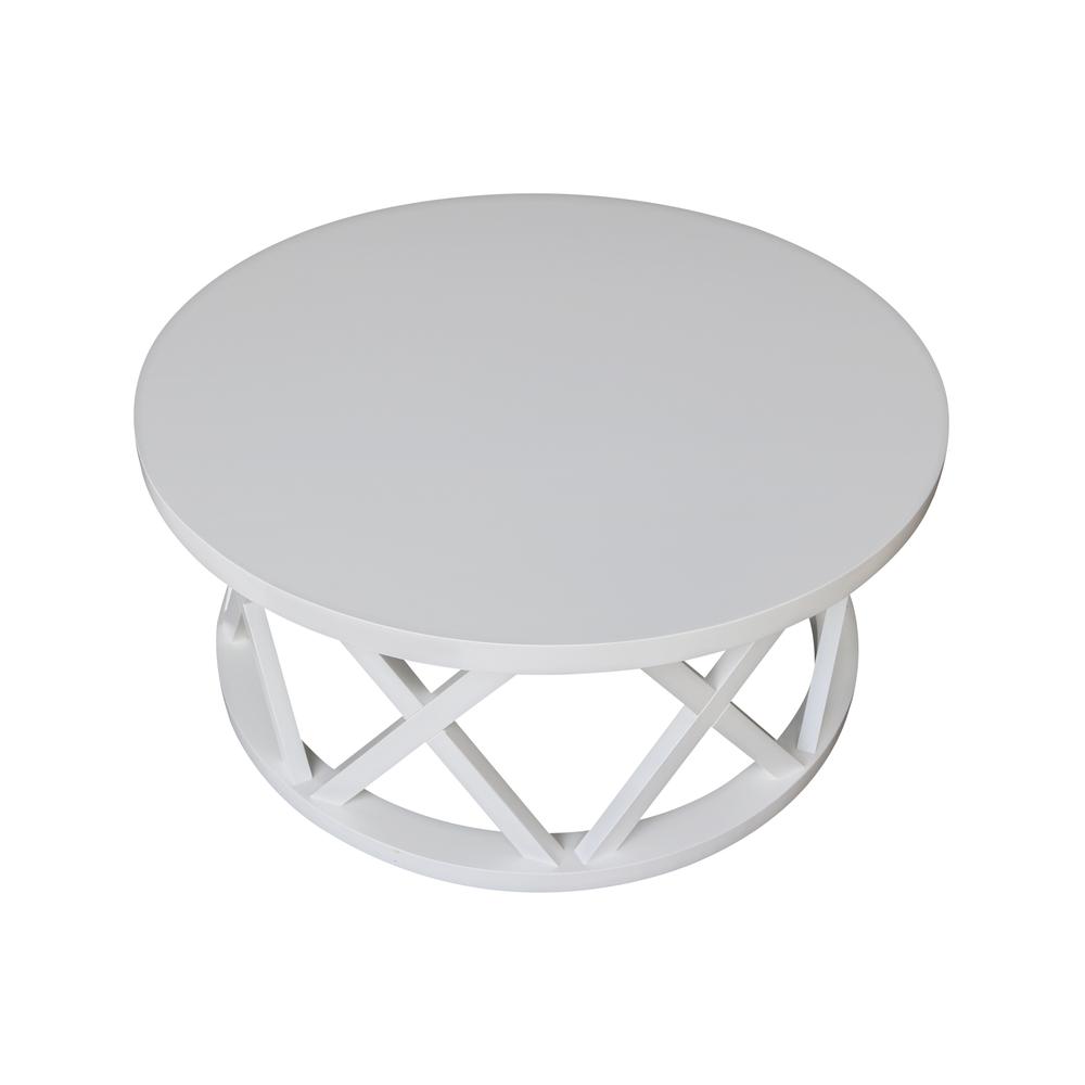 Round Ceylon Coffee Table, White. Picture 5