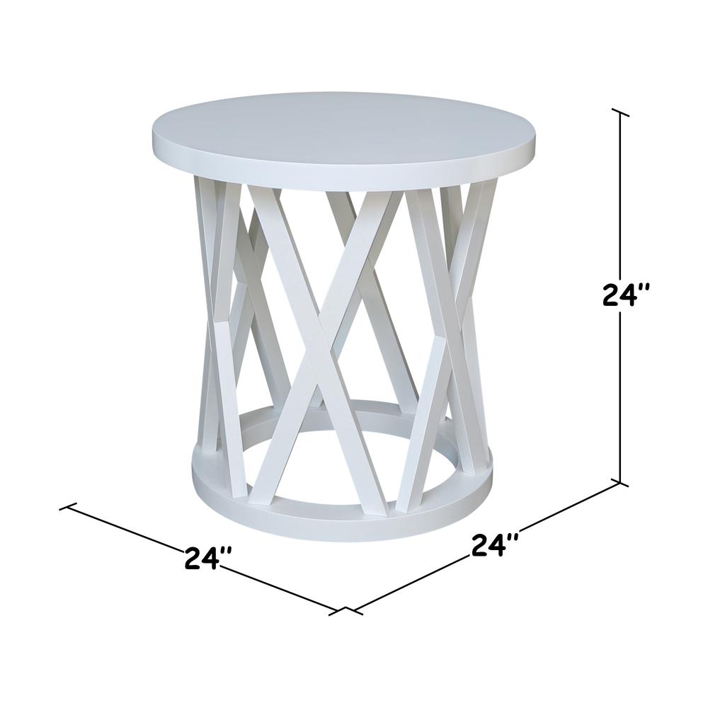 Round Ceylon End Table, White. Picture 7