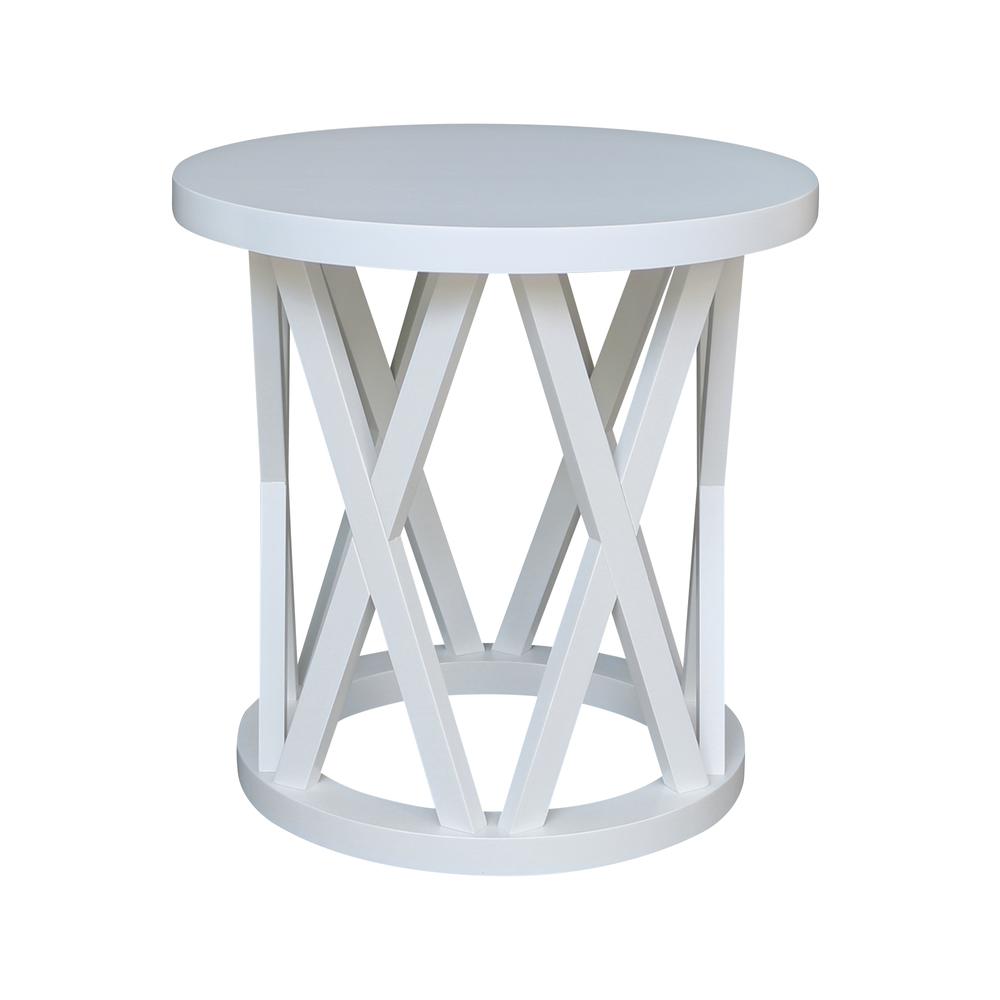 Round Ceylon End Table, White. Picture 3
