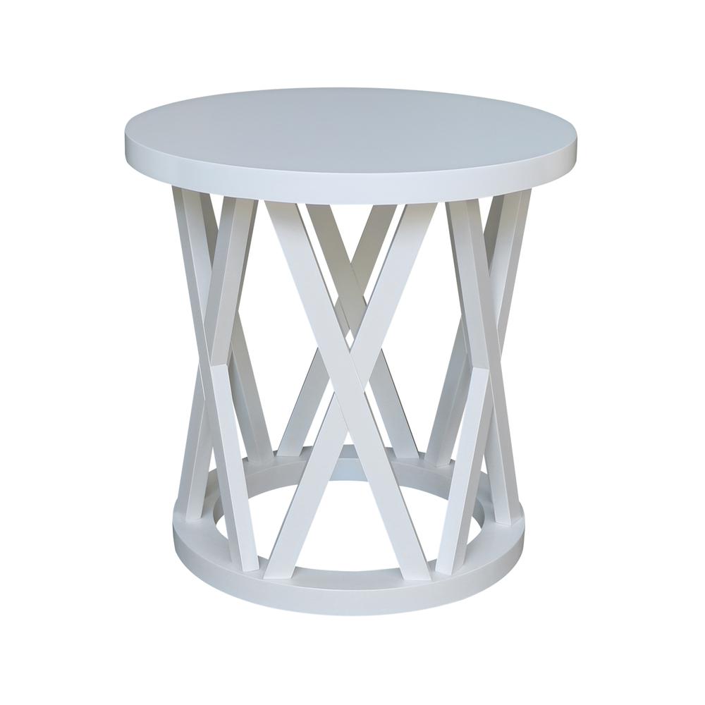 Round Ceylon End Table, White. Picture 4