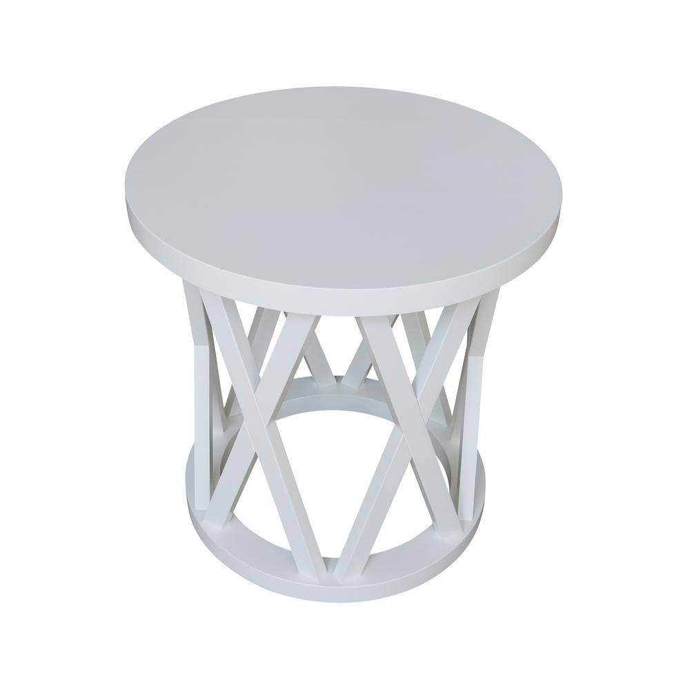 Round Ceylon End Table, White. Picture 5