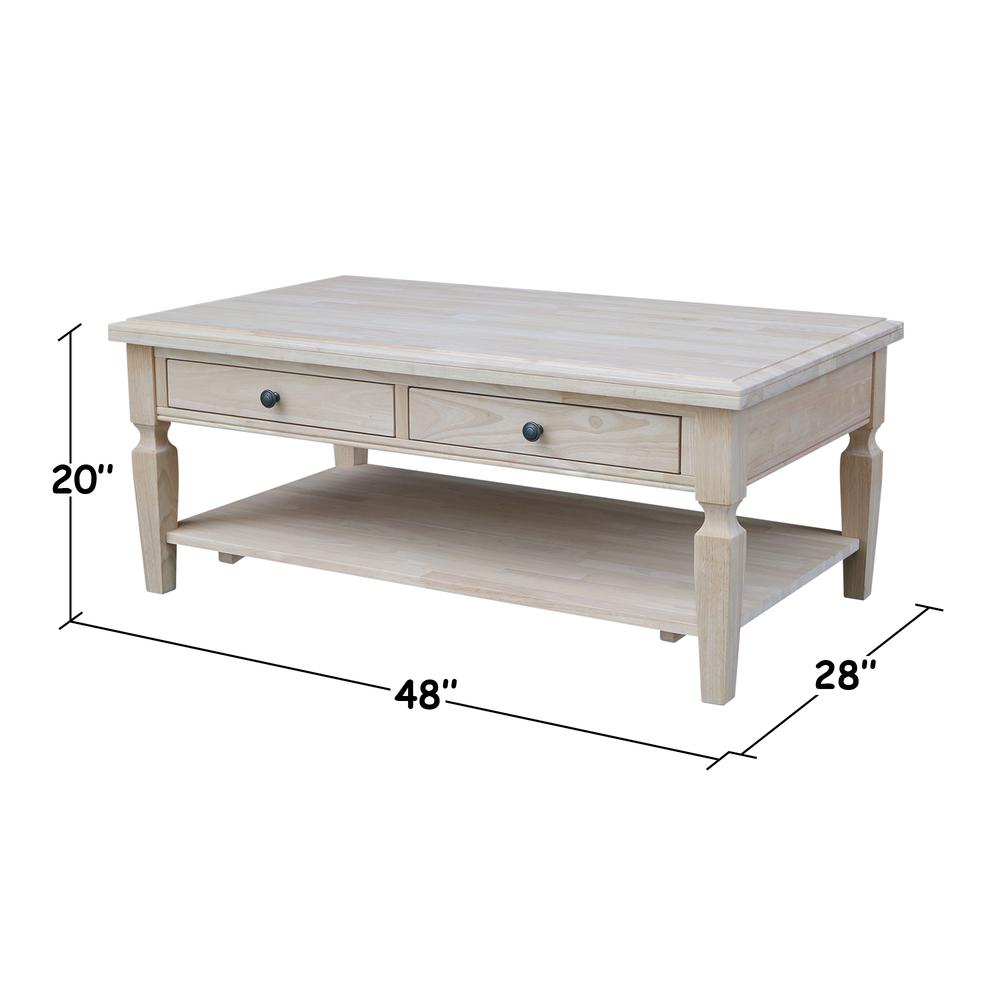 Vista Coffee Table, Unfinished, Unfinished. Picture 2