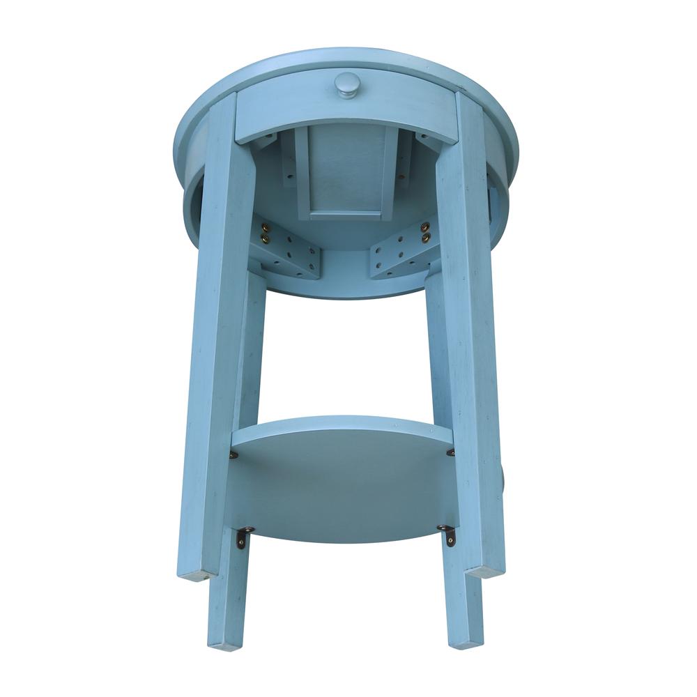 Phillips Accent Table with Drawer, Ocean blue - antique rubbed. Picture 8