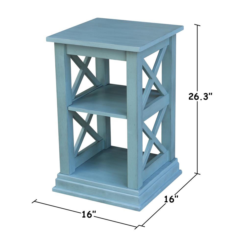 Hampton Accent Table with Shelves, Ocean blue - antique rubbed. Picture 1