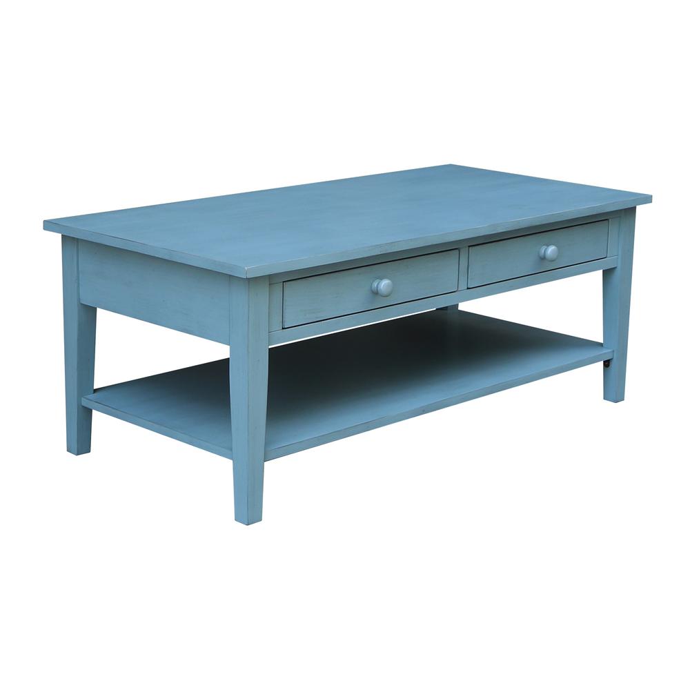 Spencer Coffee Table in Antique rubbed ocean blue. Picture 1