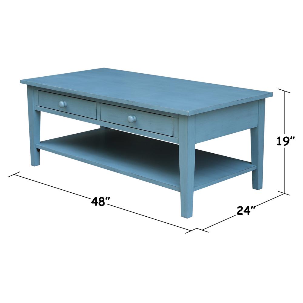 Spencer Coffee Table in Antique rubbed ocean blue. Picture 11