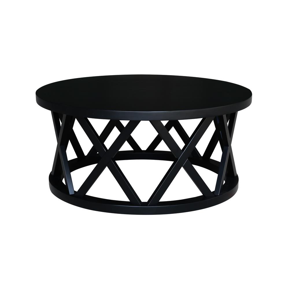 Round Ceylon Coffee Table, Black. Picture 1