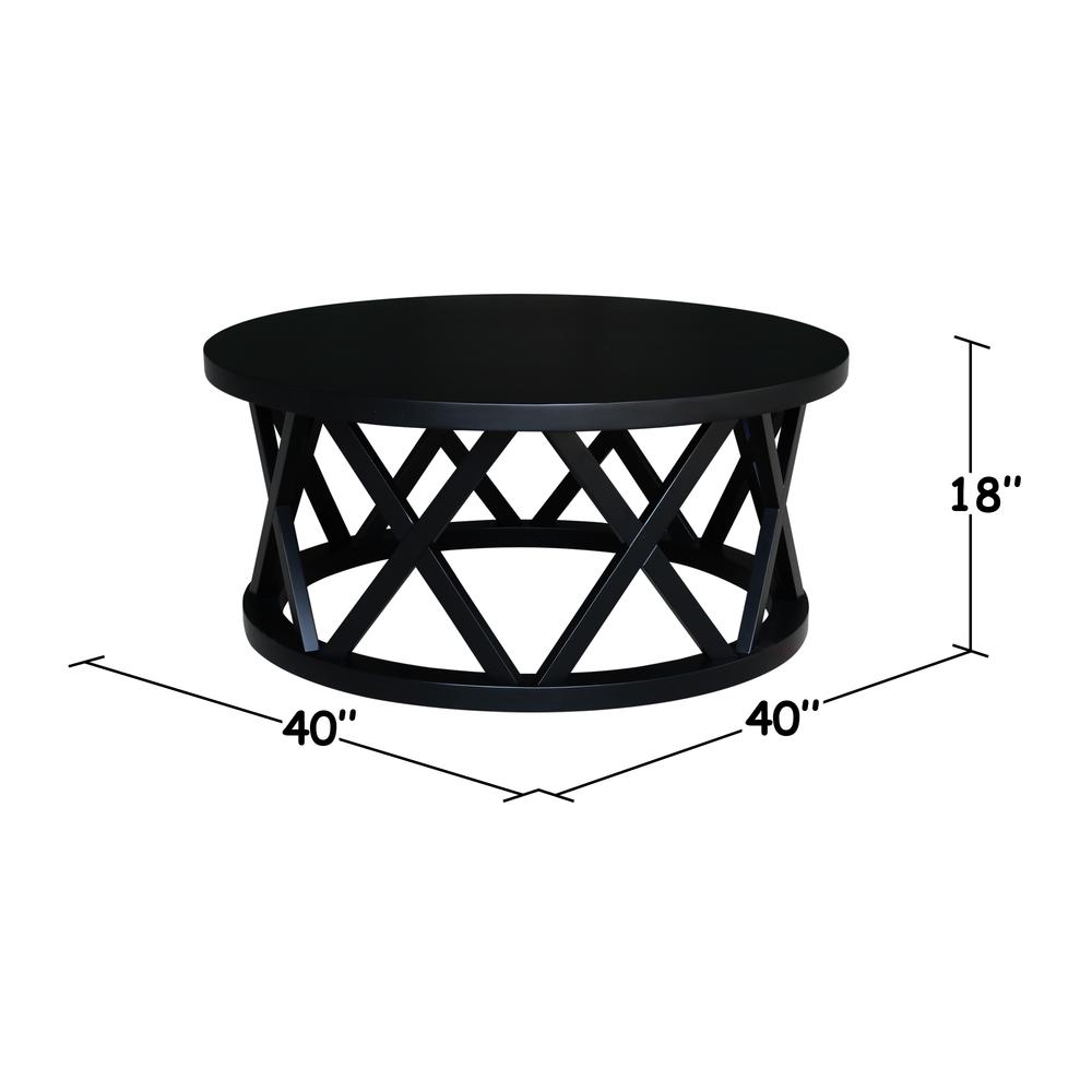 Round Ceylon Coffee Table, Black. Picture 7