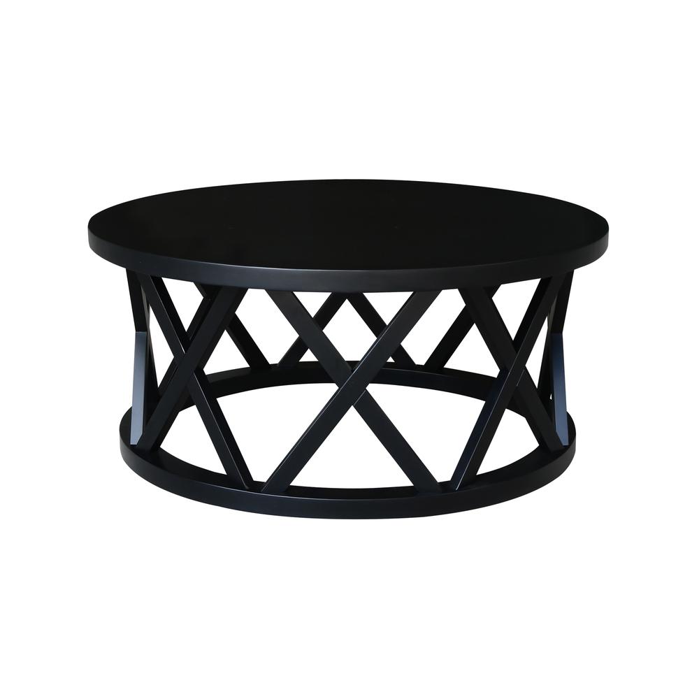 Round Ceylon Coffee Table, Black. Picture 4