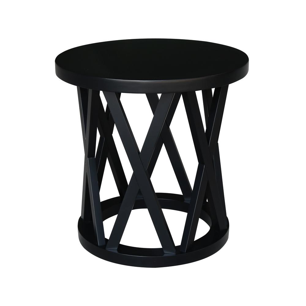 Round Ceylon End Table, Black. Picture 1