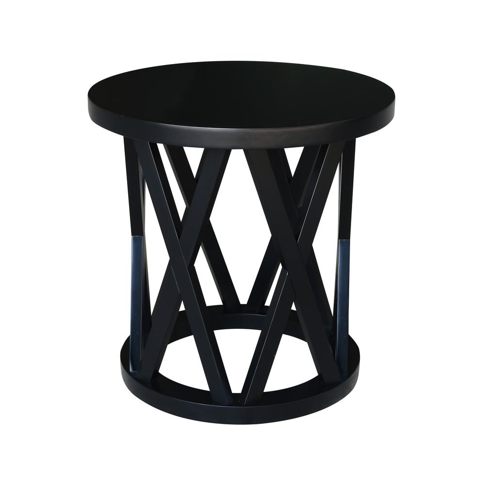 Round Ceylon End Table, Black. Picture 3