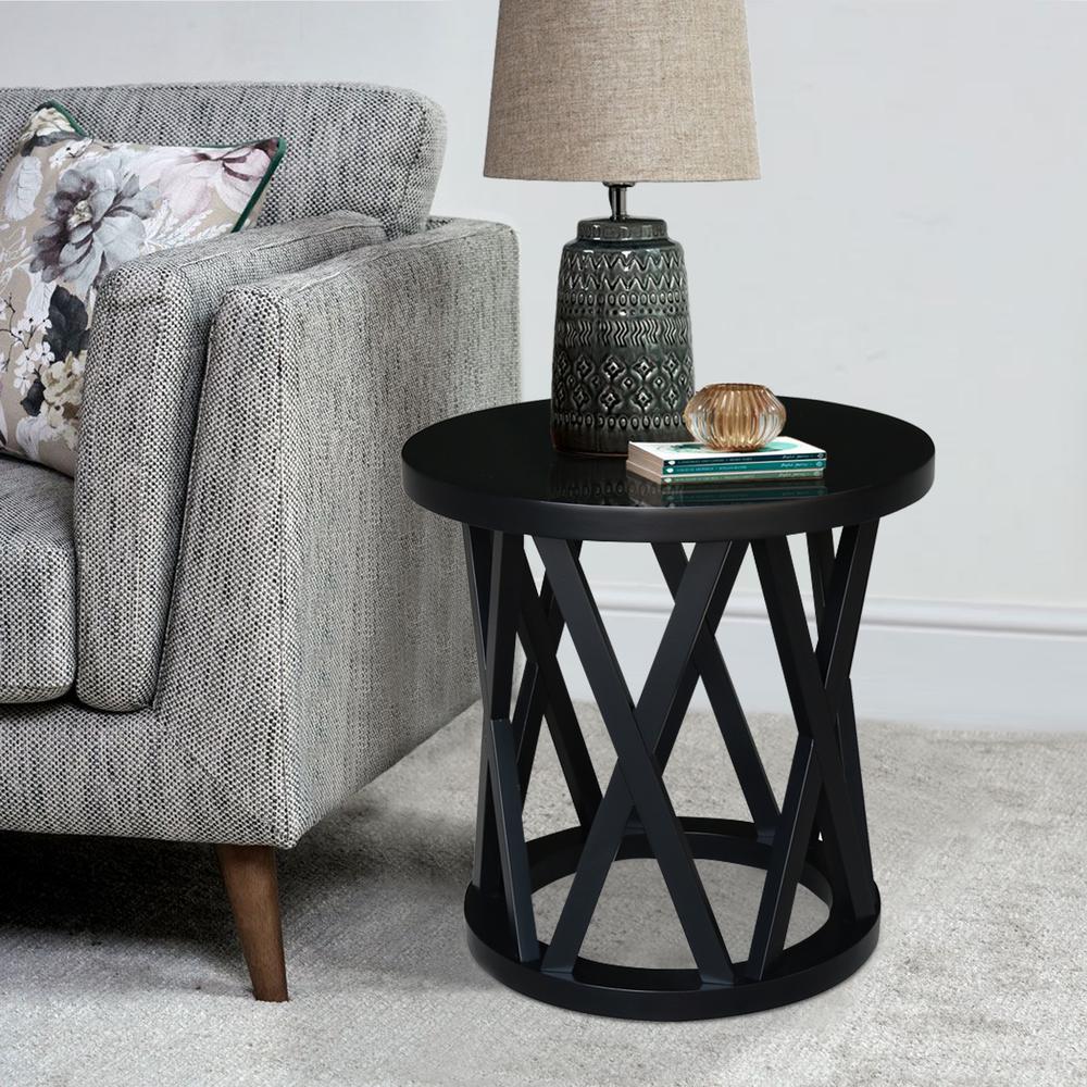 Round Ceylon End Table, Black. Picture 2