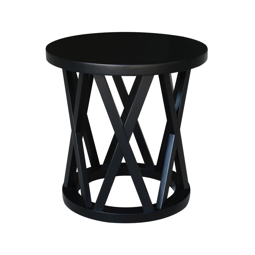 Round Ceylon End Table, Black. Picture 4