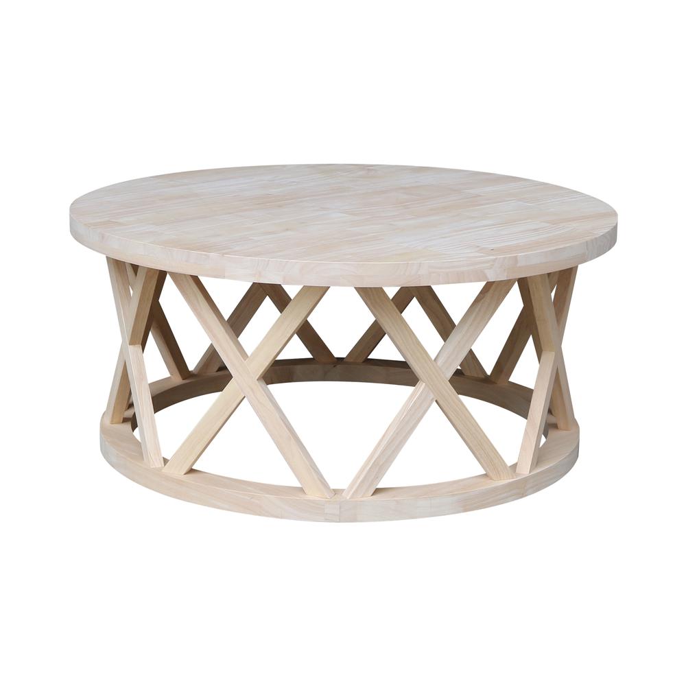 Round Ceylon Coffee Table, Unfinished. Picture 1