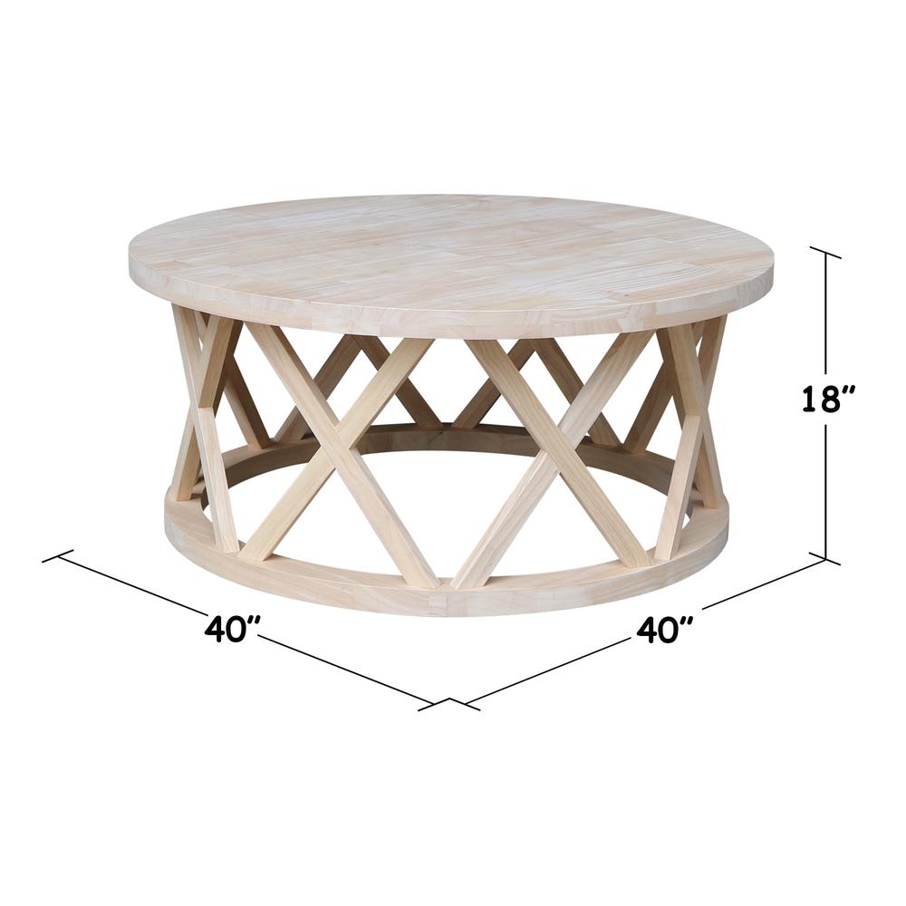 Round Ceylon Coffee Table, Unfinished. Picture 6