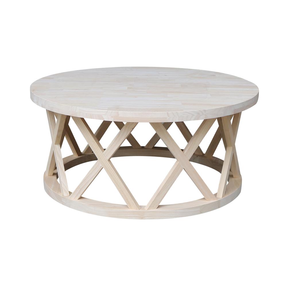 Round Ceylon Coffee Table, Unfinished. Picture 2