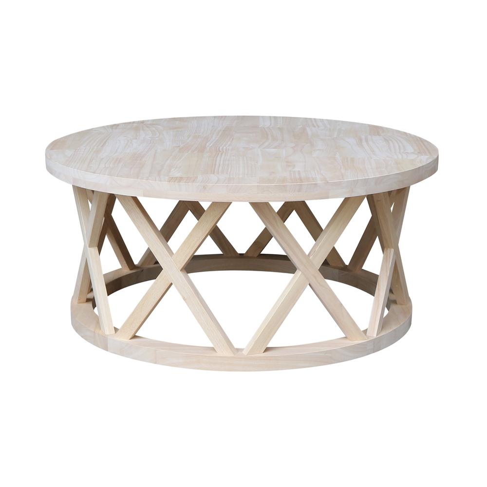Round Ceylon Coffee Table, Unfinished. Picture 3