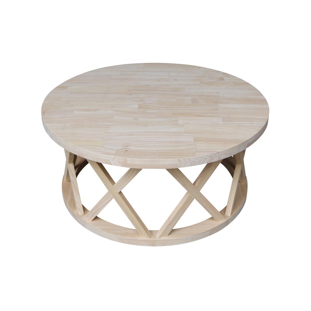 Round Ceylon Coffee Table, Unfinished. Picture 4