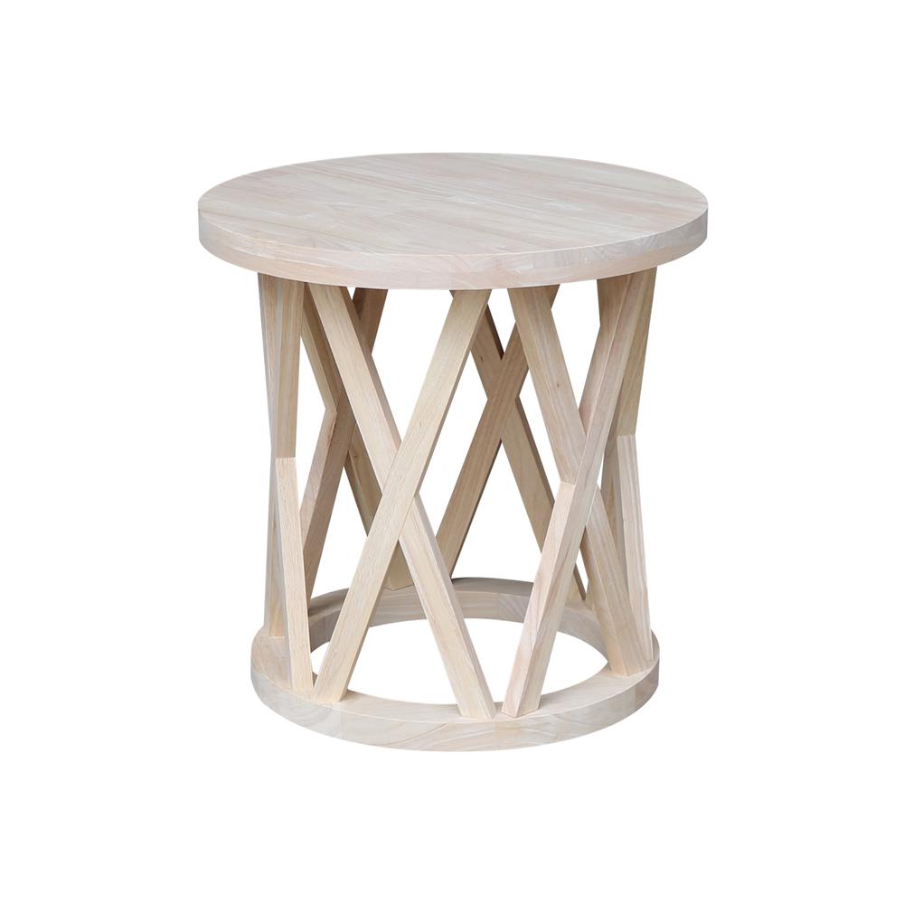 Round Ceylon End Table, Unfinished. Picture 1