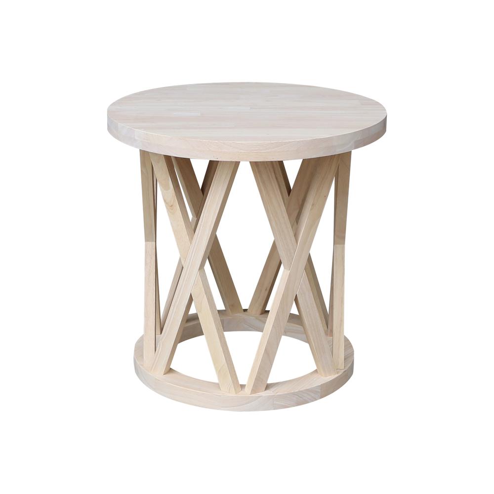 Round Ceylon End Table, Unfinished. Picture 2