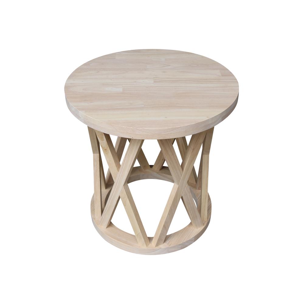 Round Ceylon End Table, Unfinished. Picture 4