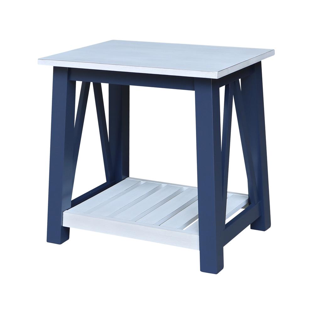 Surrey End Table, Blue/antiqued chalk. Picture 1