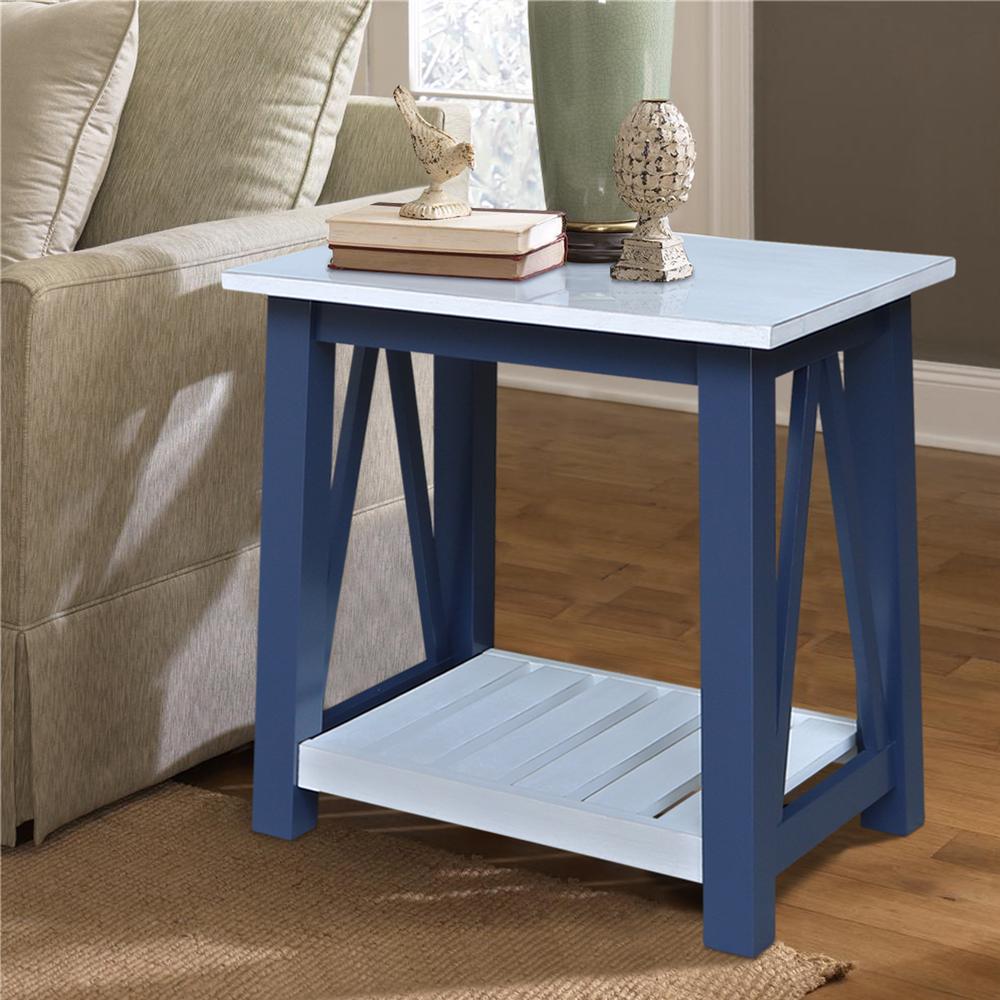Surrey End Table, Blue/antiqued chalk. Picture 2