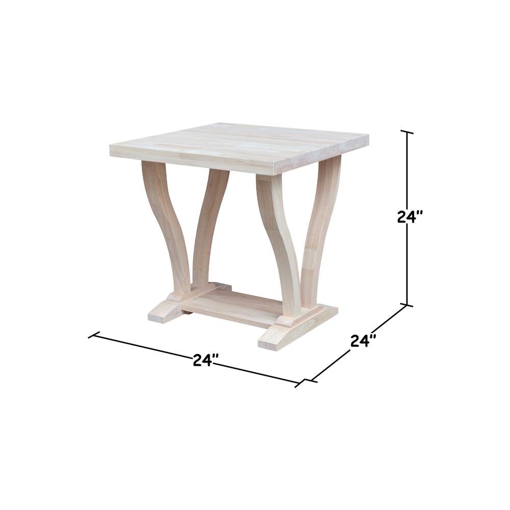 LaCasa Solid Wood End Table - Unfinished. Picture 6