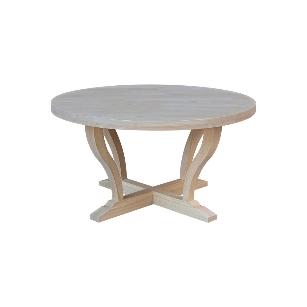 LaCasa Solid Wood Round Coffee Table - Unfinished. Picture 2