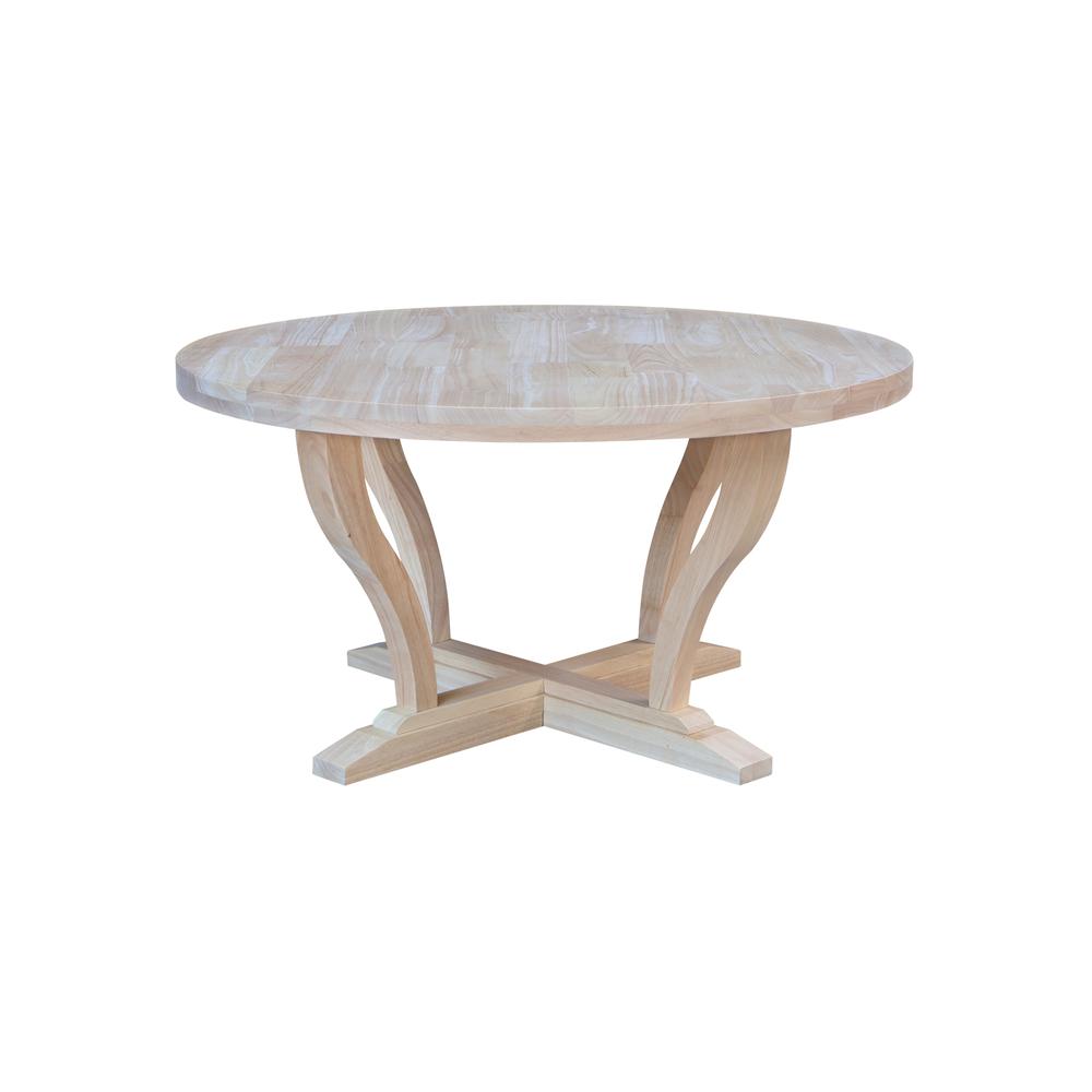 LaCasa Solid Wood Round Coffee Table - Unfinished. Picture 3