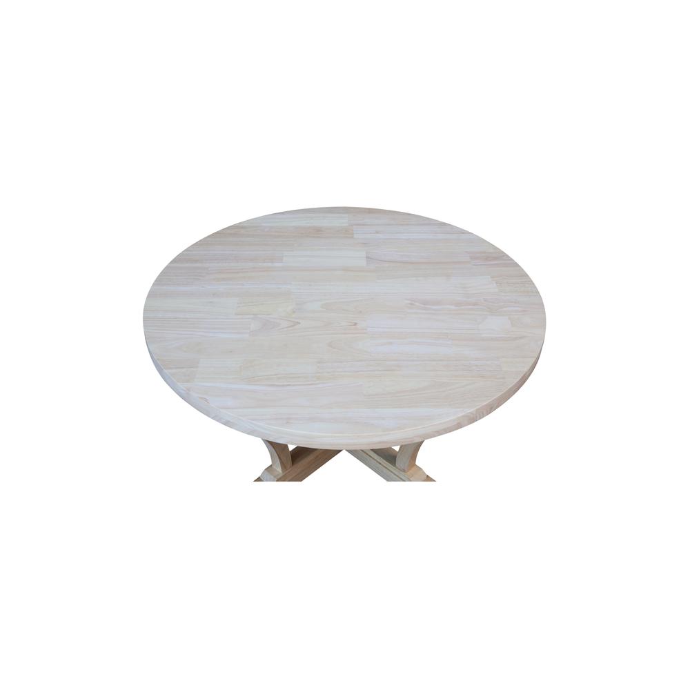 LaCasa Solid Wood Round Coffee Table - Unfinished. Picture 4