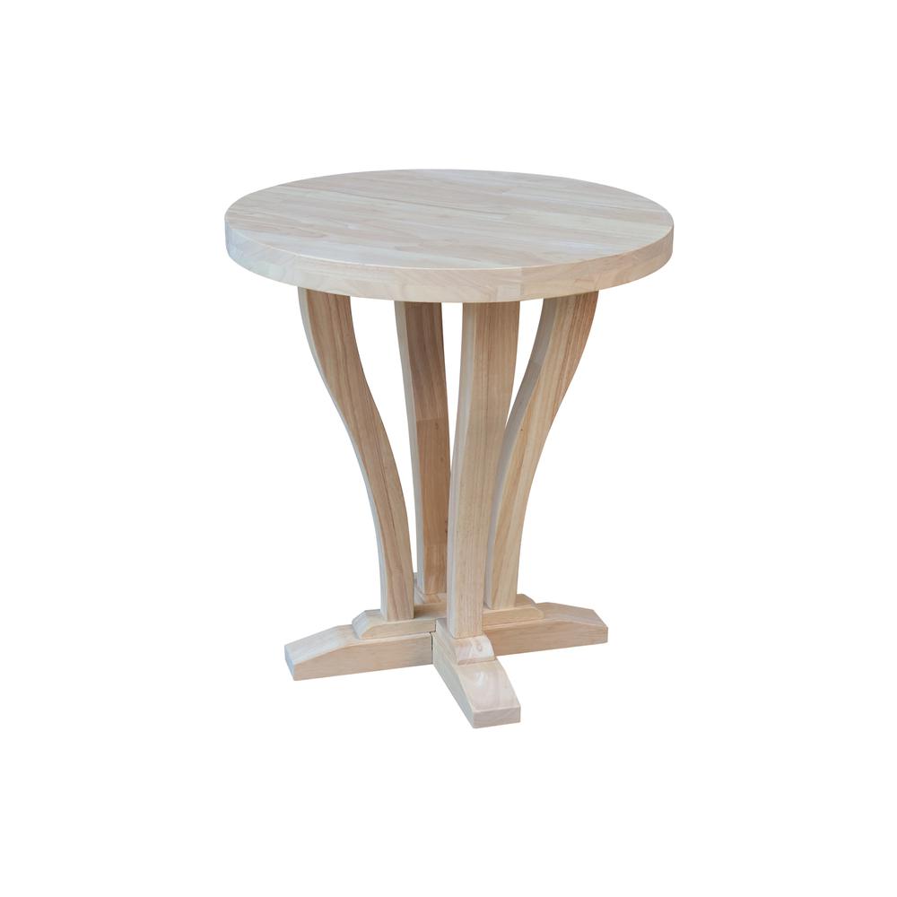 LaCasa Solid Wood Round End Table - Unfinished. Picture 1
