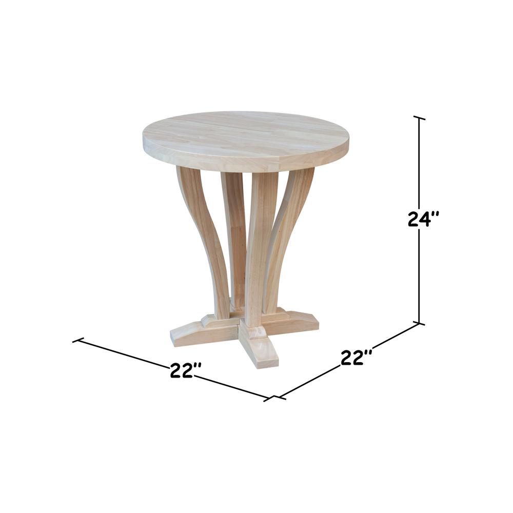 LaCasa Solid Wood Round End Table - Unfinished. Picture 6