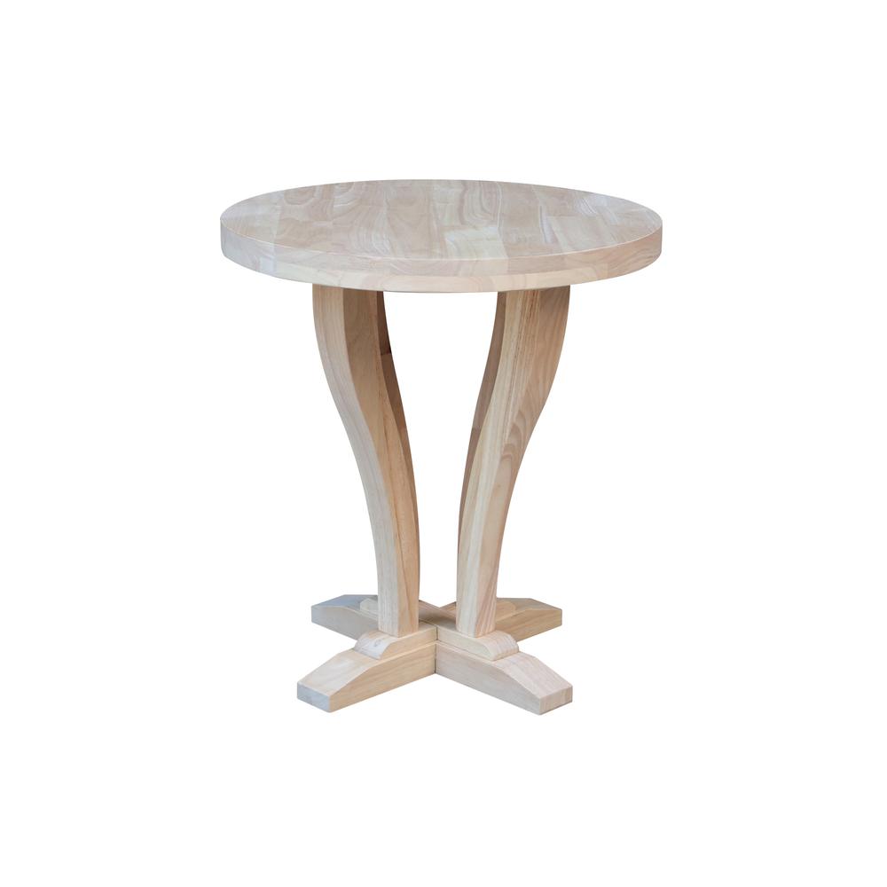 LaCasa Solid Wood Round End Table - Unfinished. Picture 3