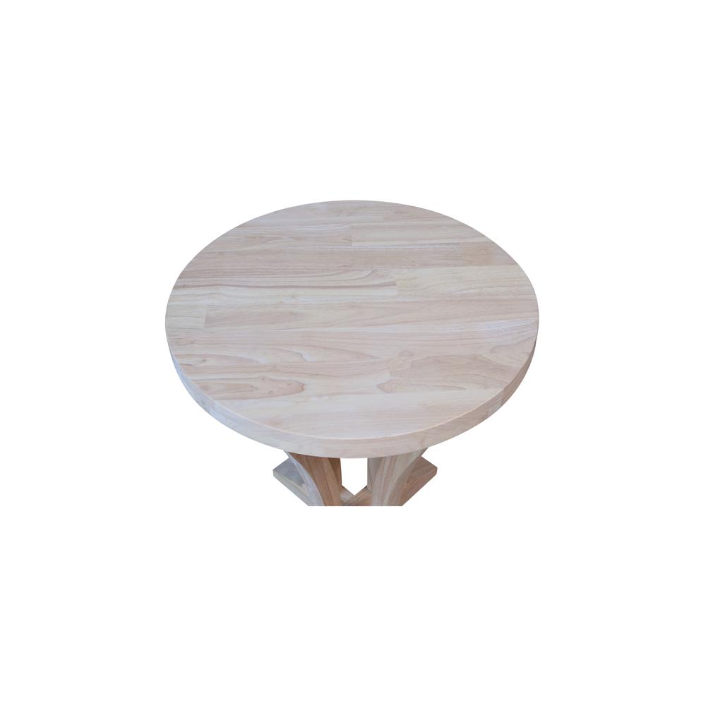 LaCasa Solid Wood Round End Table - Unfinished. Picture 4