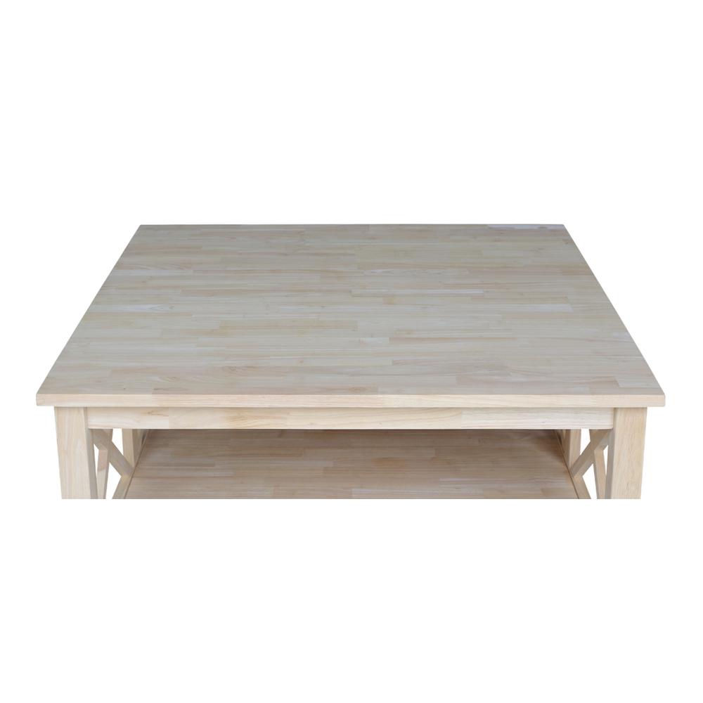 Hampton Square Coffee Table, Unfinished. Picture 5