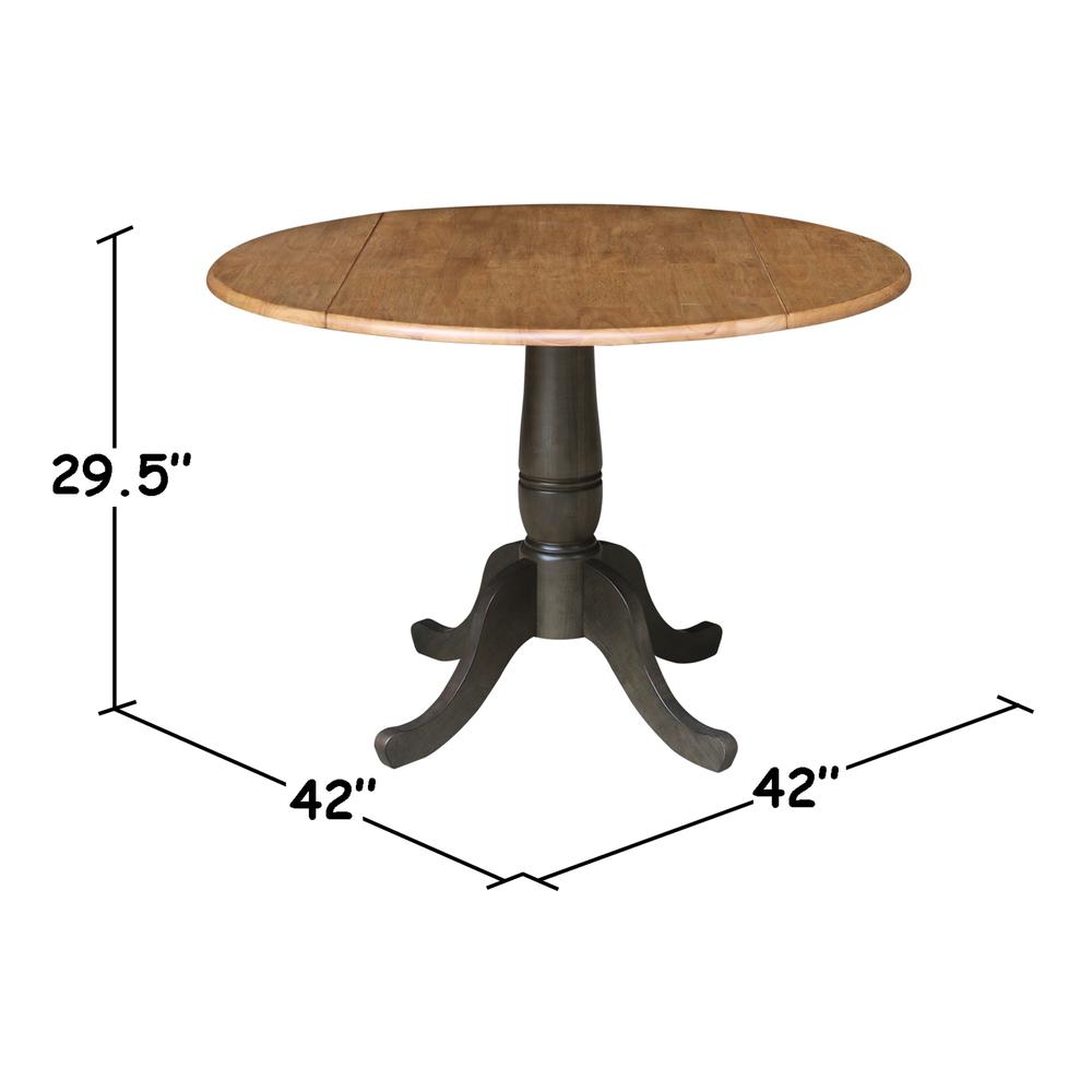 42 in. Round Dual Drop Leaf Dining Table with 2 Slatback Chairs. Picture 9