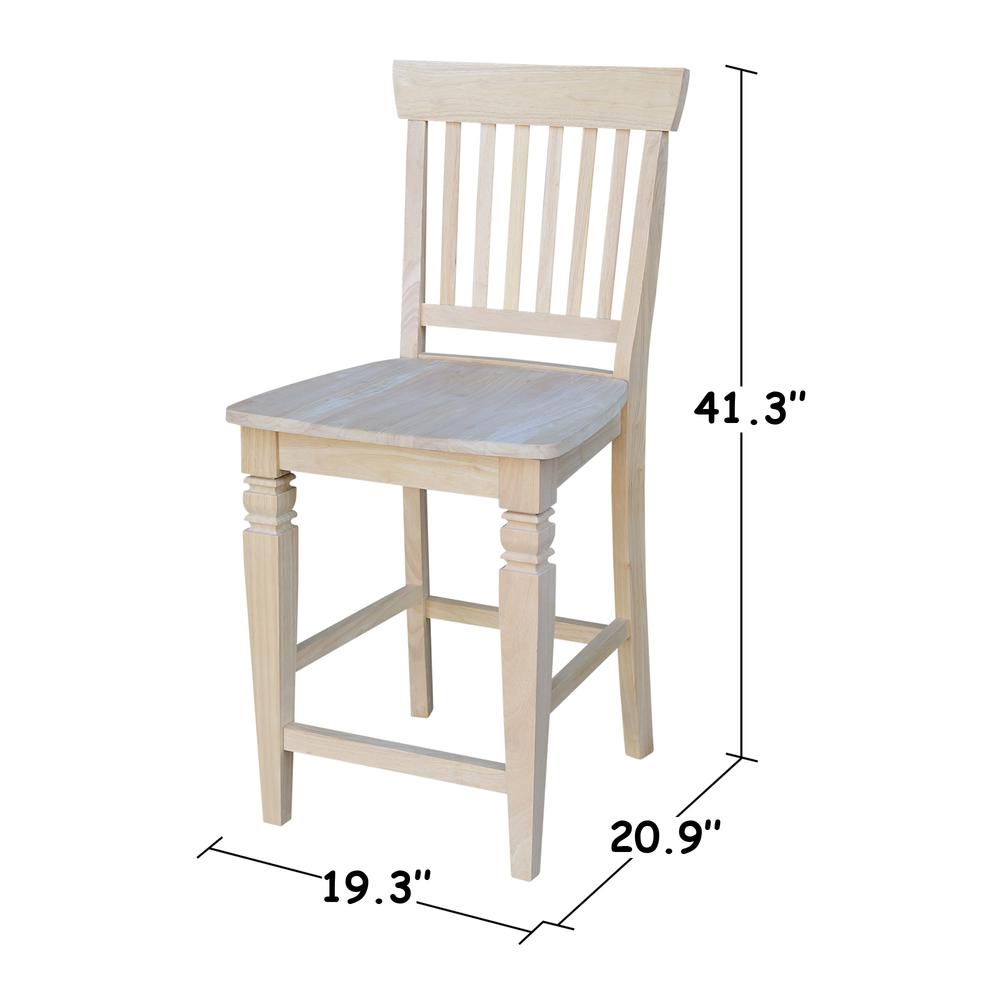 Seattle Counter height Stool - 24" Seat Height, Unfinished. Picture 9