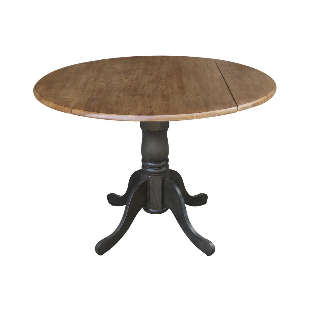 42" Dual Drop Leaf Pedestal Dining Table with 2 Madrid Ladderback Chairs. Picture 7