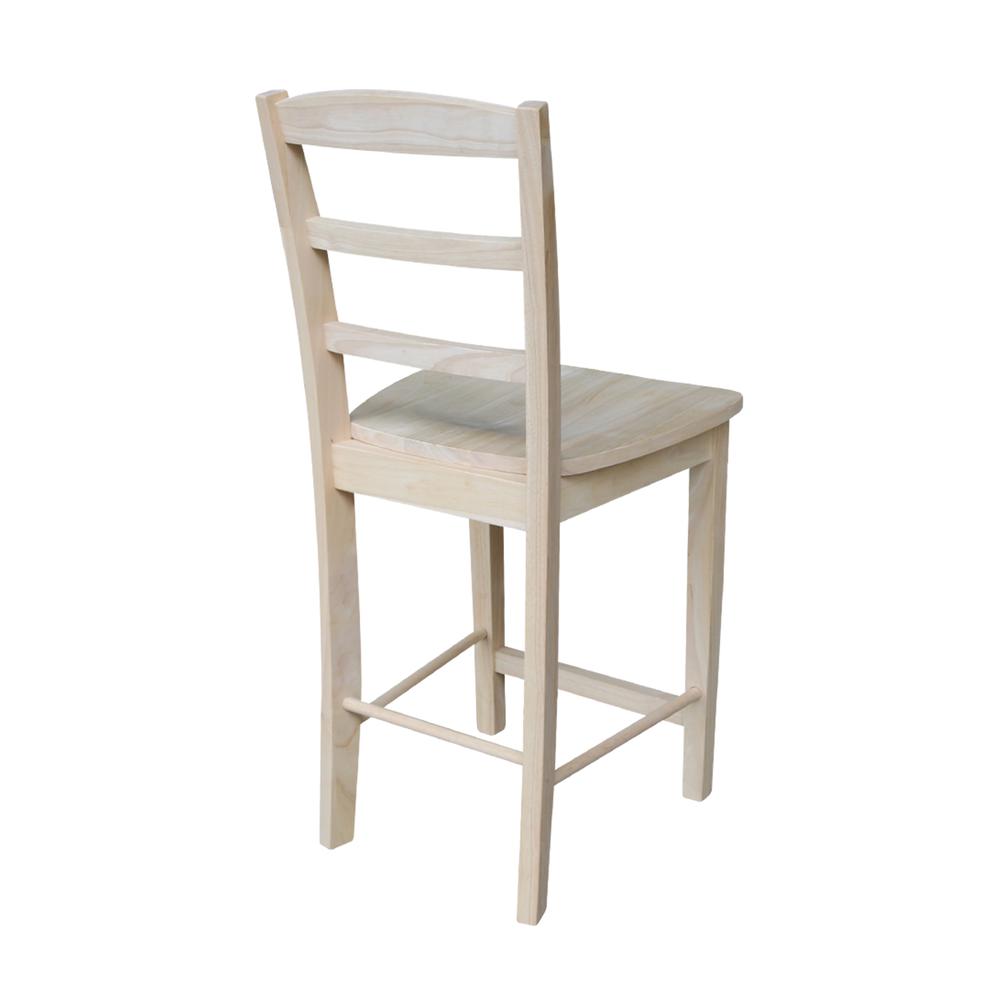 Madrid Counter height Stool - 24" Seat Height, Unfinished. Picture 8