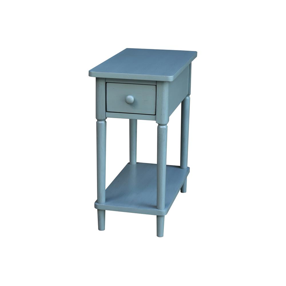 Solid Wood Narrow Side Table in Antique Rubbed Ocean Blue. Picture 1