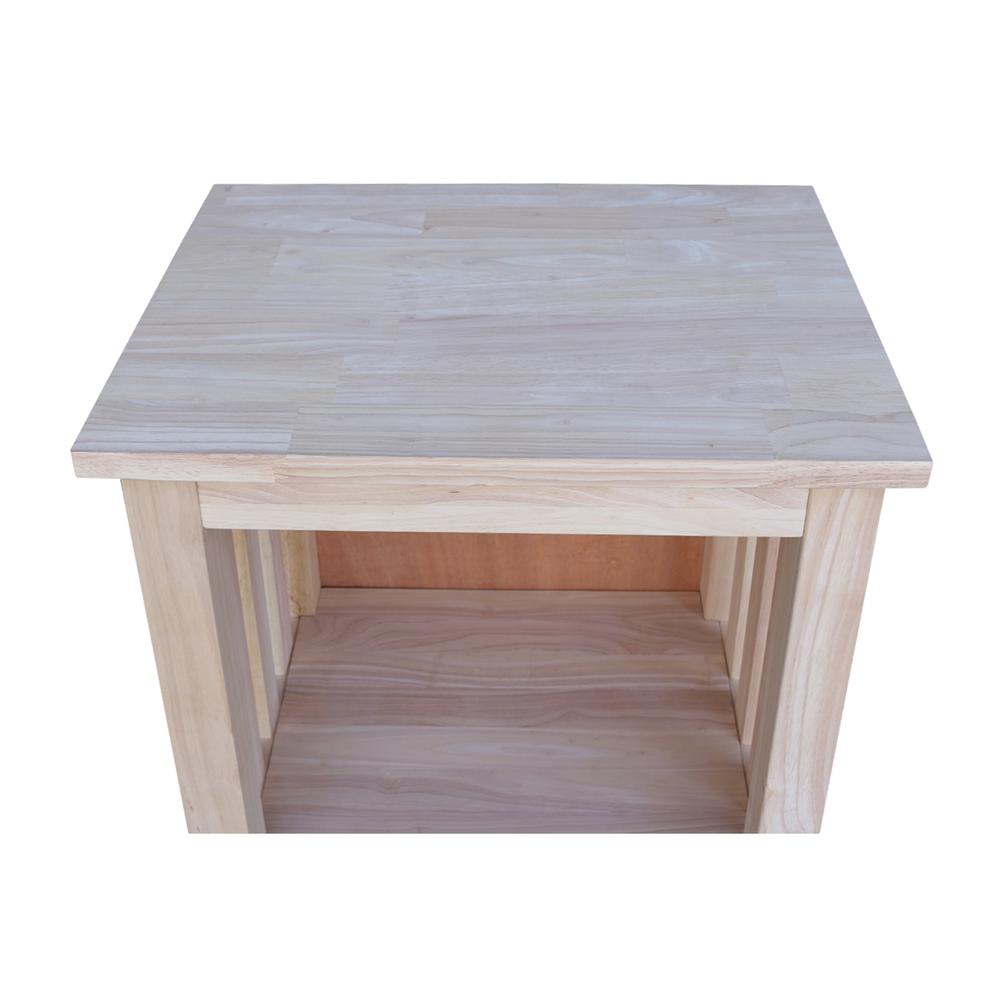 Mission Tall End Table Includes Drawer , Unfinished. Picture 2