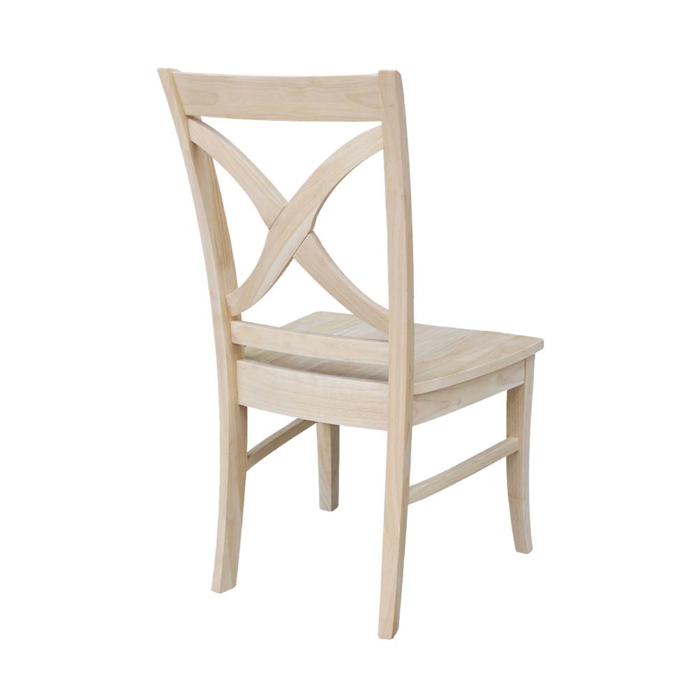 Set of Two Vineyard Curved X Back Chairs, Unfinished. Picture 9