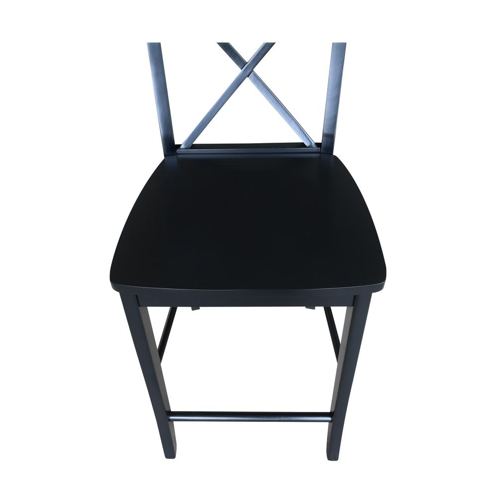 X-Back Counter height Stool - 24" Seat Height, Black. Picture 2