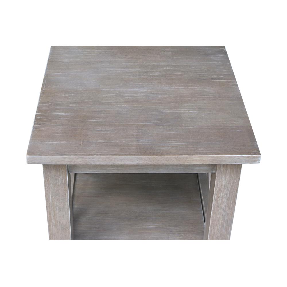 Hampton Accent Table With Shelves, Washed Gray Taupe. Picture 2