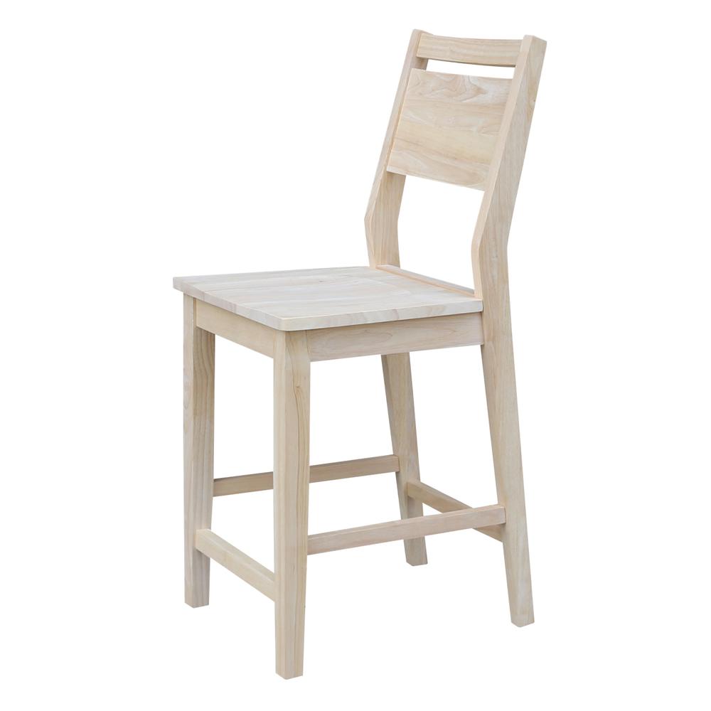 Aspen Counter height Panel Stool - 24" Seat Height, Unfinished. Picture 5