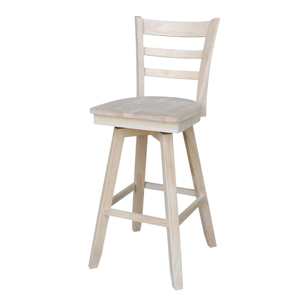 Emily Bar height Stool - 30" Seat Height - With Swivel And Auto Return, Unfinished. Picture 1