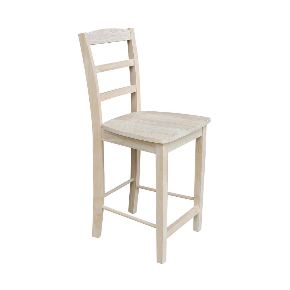 Madrid Counter height Stool - 24" Seat Height, Unfinished. Picture 2