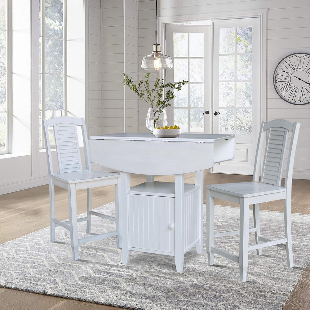 Dual Drop Leaf Bistro Table Counter Height With Storage, 2 Counter Height Stools. Picture 5